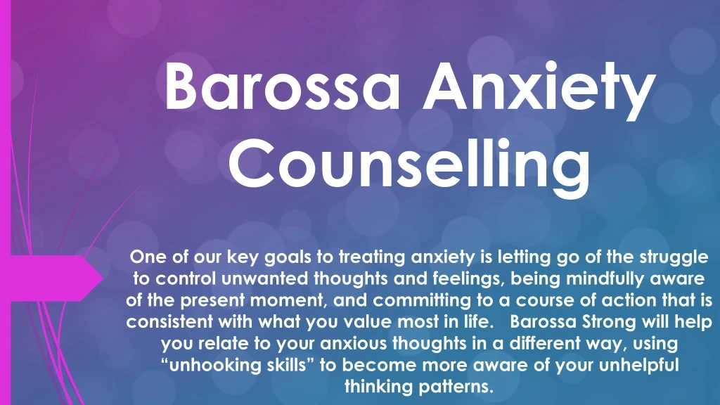 barossa anxiety counselling