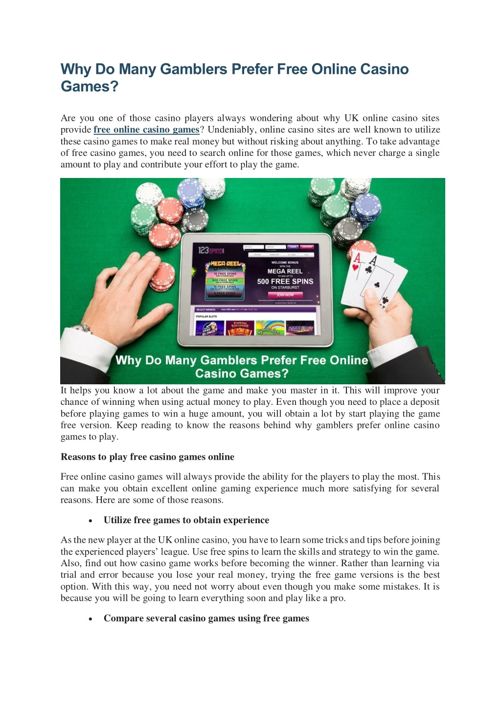 why do many gamblers prefer free online casino