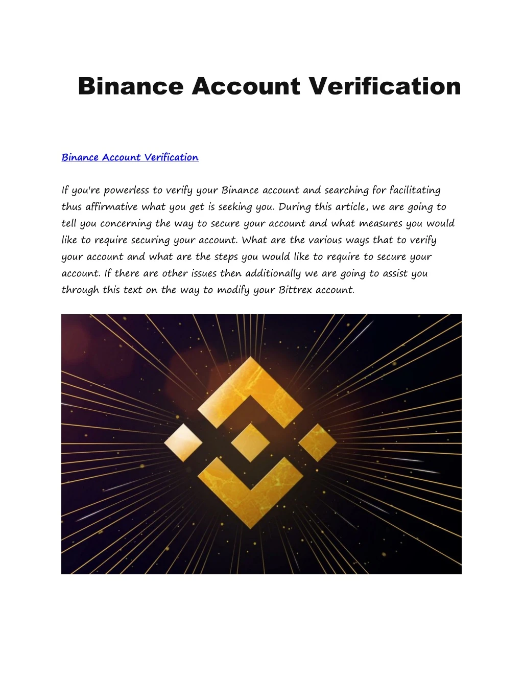 binance account verification