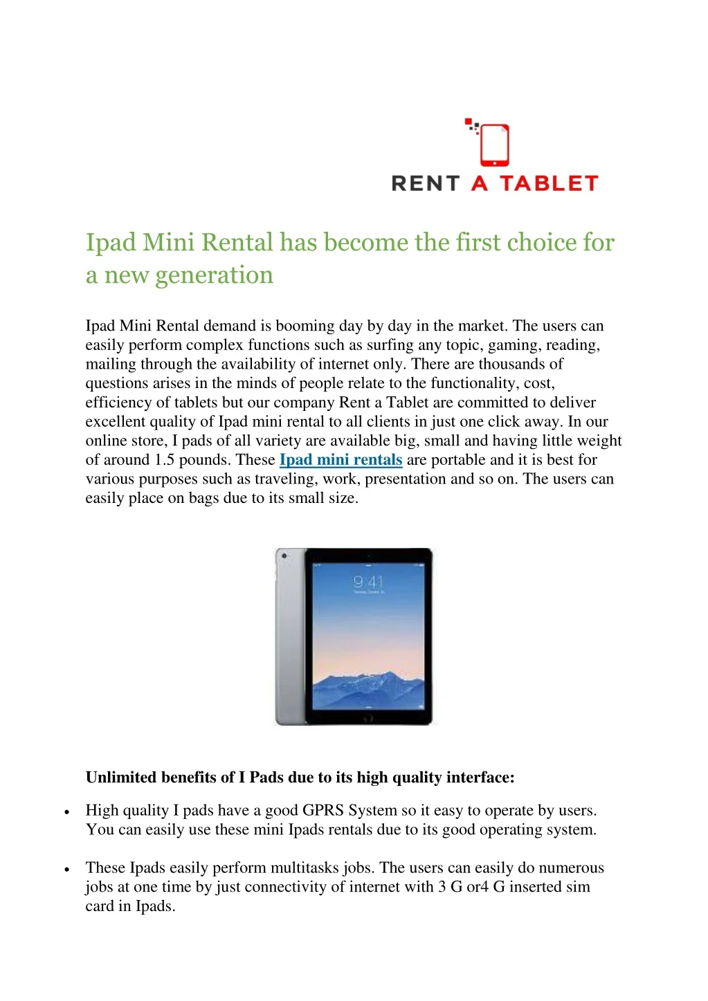 ipad mini rental has become the first choice