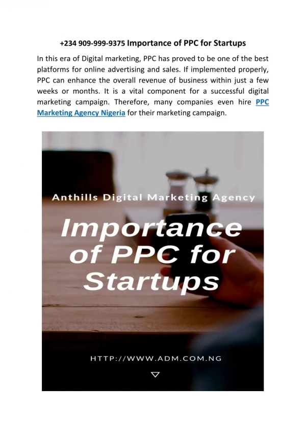 234 909-999-9375 Importance of PPC for Startups