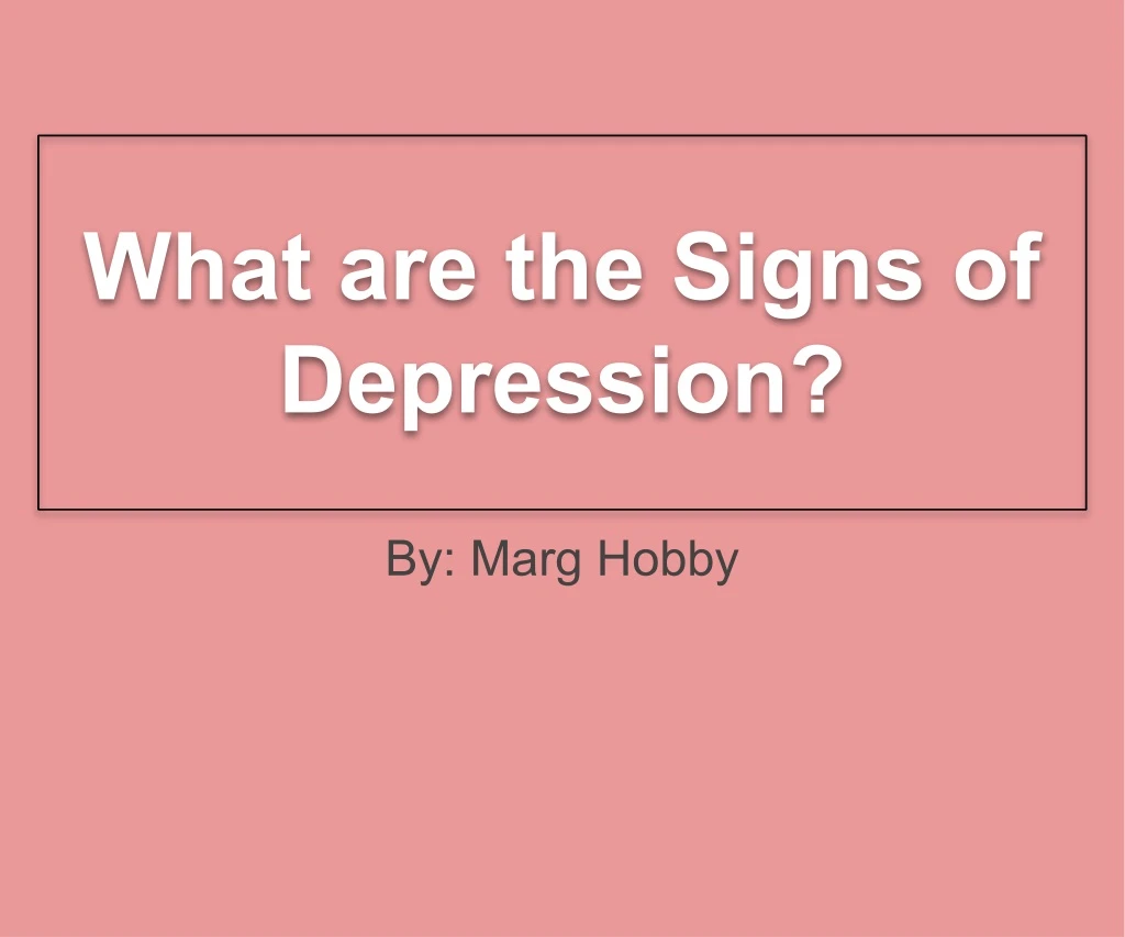 what are the signs of depression