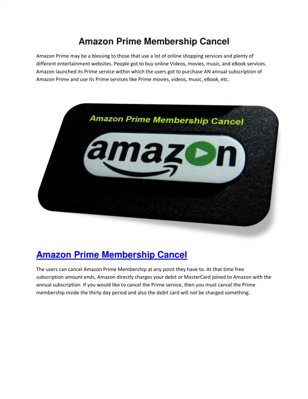 Amazon Prime Membership Cancel