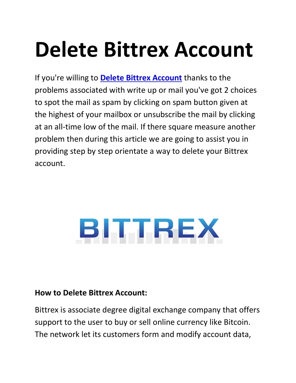 delete bittrex account