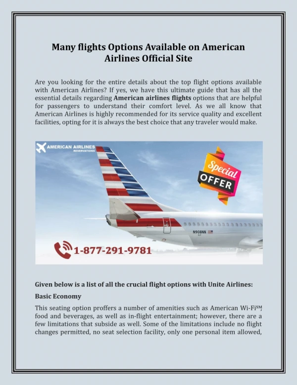 American Airlines - Many Flights Options Available on American Airlines Official Site