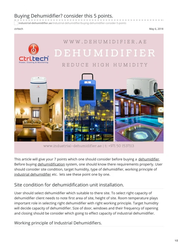 Buying Dehumidifier? consider this 5 points . #dehumidifiersupplier #uae