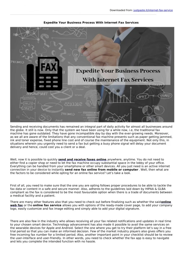 Expedite Your Business Process With Internet Fax Services