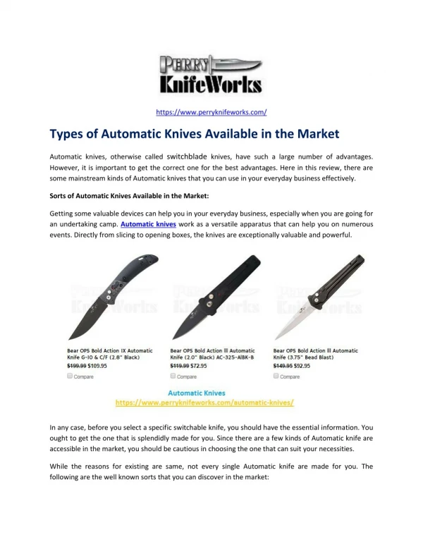 Types of Automatic Knives Available in the Market