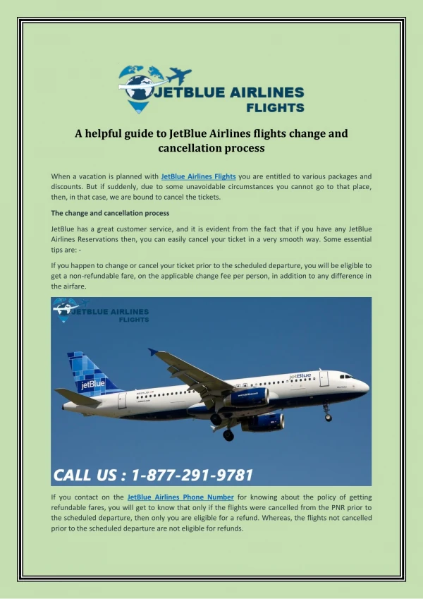 A helpful guide to JetBlue Airlines flights change and cancellation process