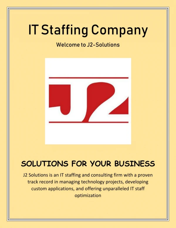 IT Staffing Company | J2-Solutions
