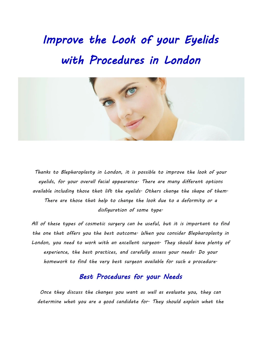 improve the look of your eyelids with procedures
