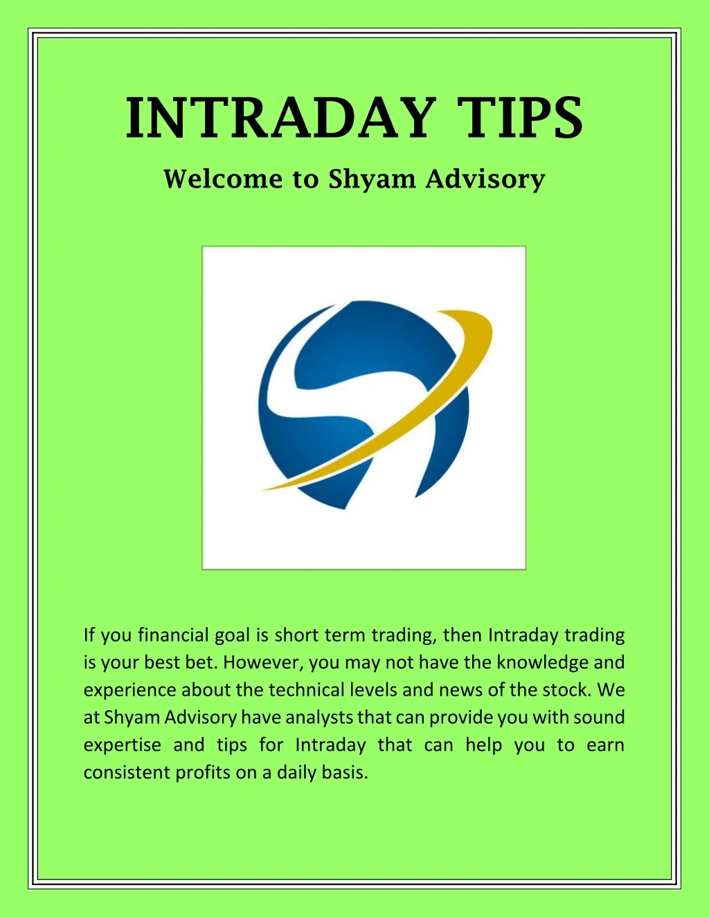 intraday tips