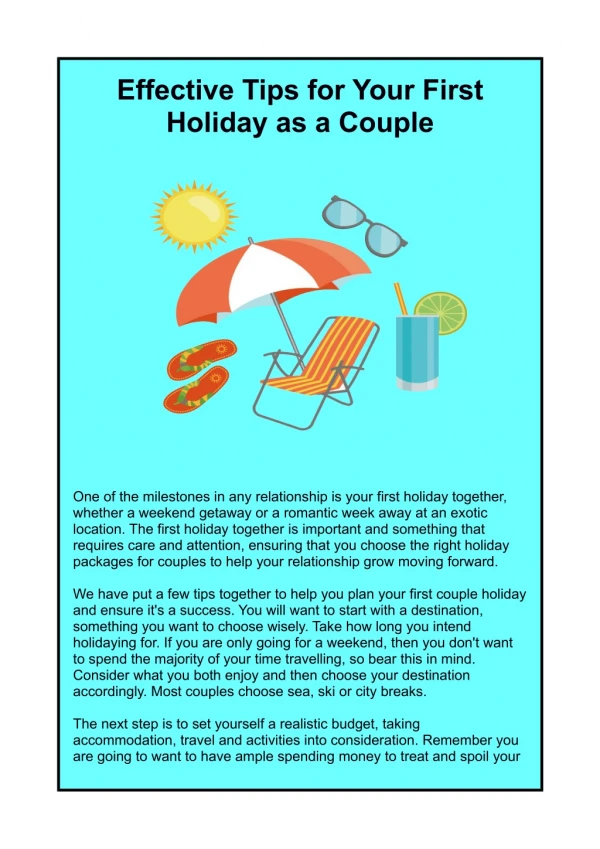 Effective Tips for Your First Holiday as a Couple