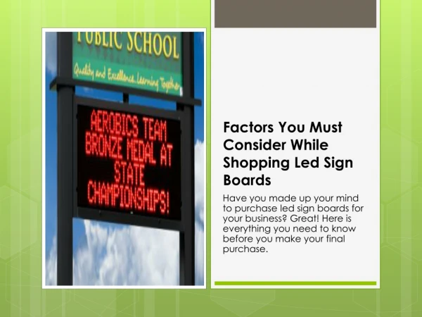 Factors You Must Consider While Shopping Led Sign Boards