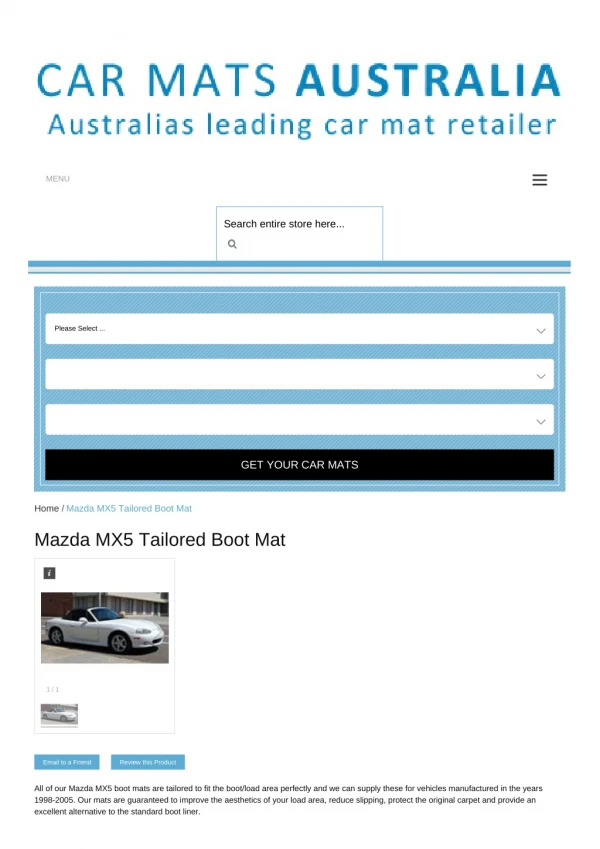 Tailored Mazda MX5 Boot Mats – Rubber Boot Mats | Car Boot Liners