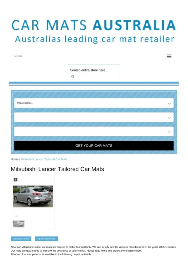 Tailored Mitsubishi Lancer Car Mats – Custom Car Mats | Rubber Car Mats