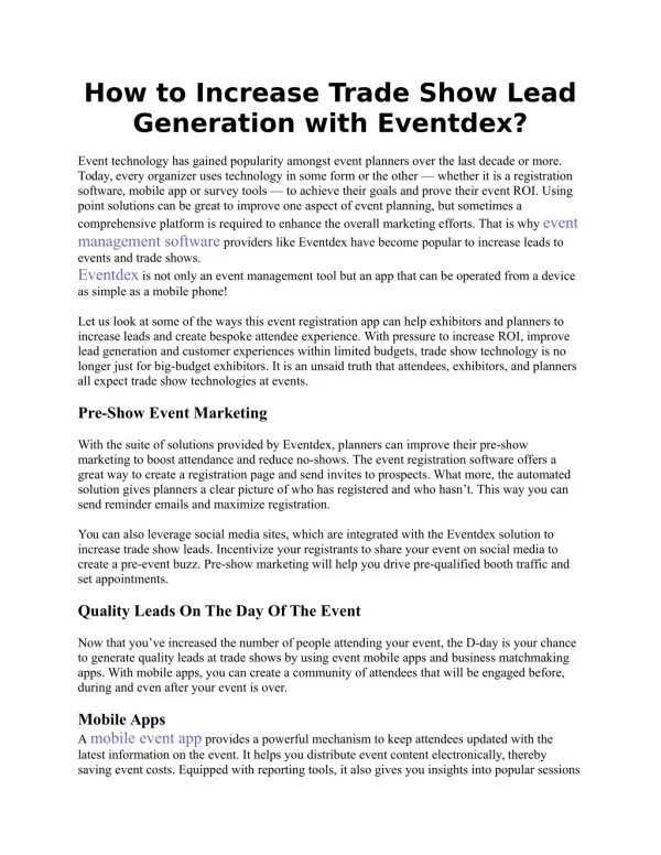 How to Increase Trade Show Lead Generation with Eventdex?