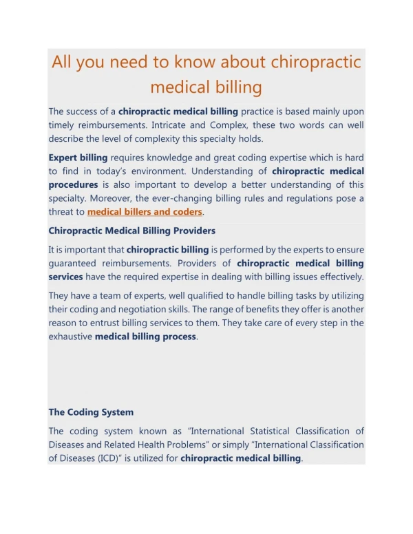 Some Tips for Successful Chiropractic Medical Billing Services