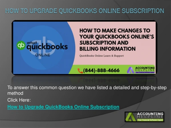 QuickBooks Online Update Subscription Information