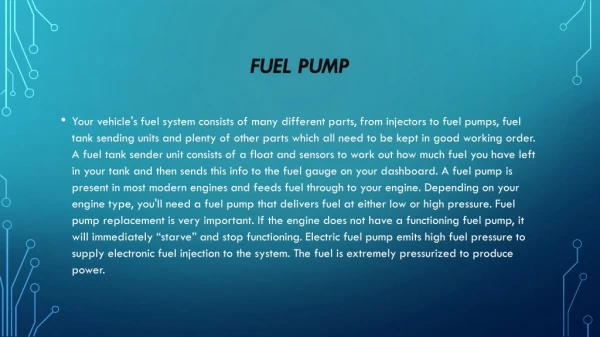 Fuel pump Replacement Many Autos LTD
