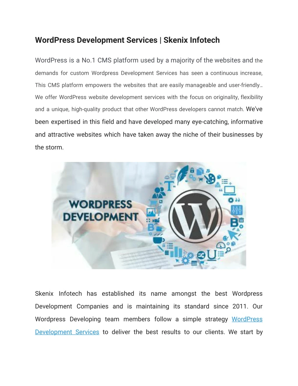 wordpress development services skenix infotech