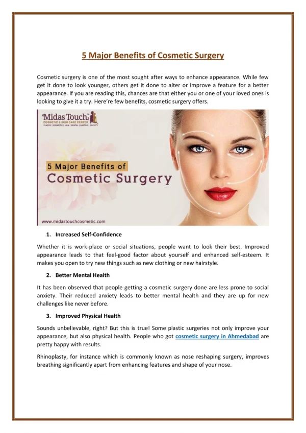 How Cosmetic Surgery Helps to Enhance Your Look