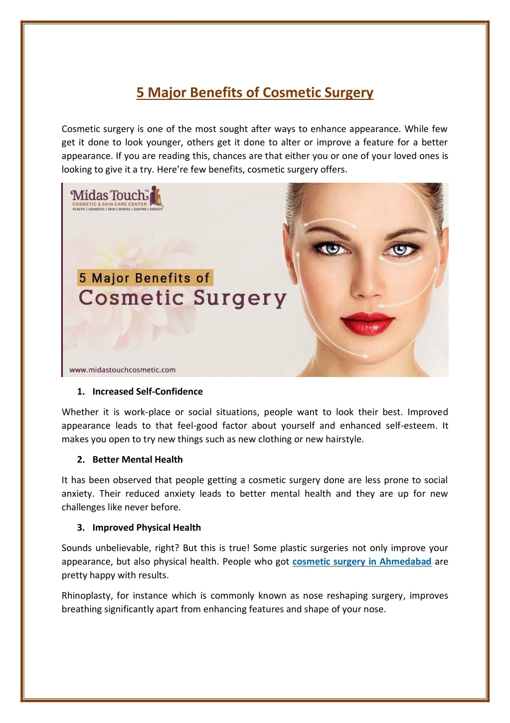 5 major benefits of cosmetic surgery