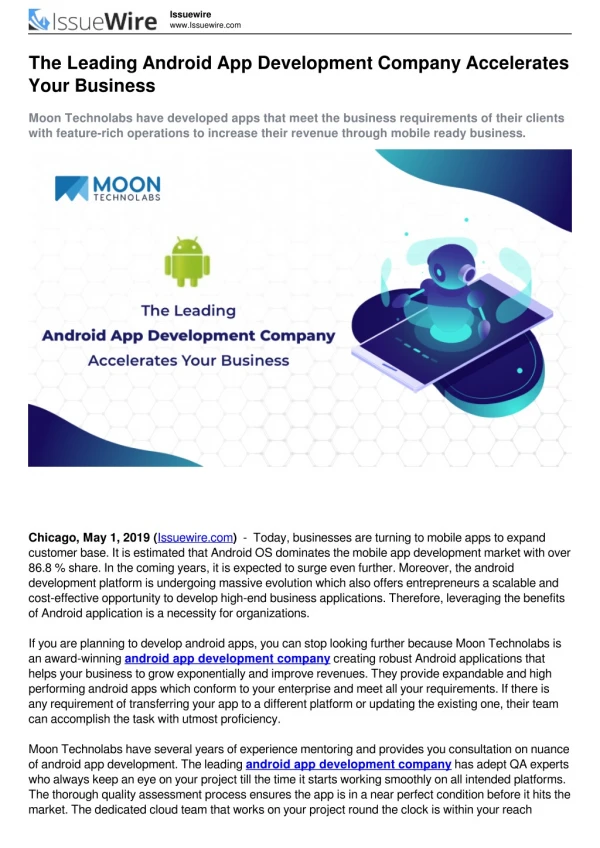 The Leading Android App Development Company Accelerates Your Business