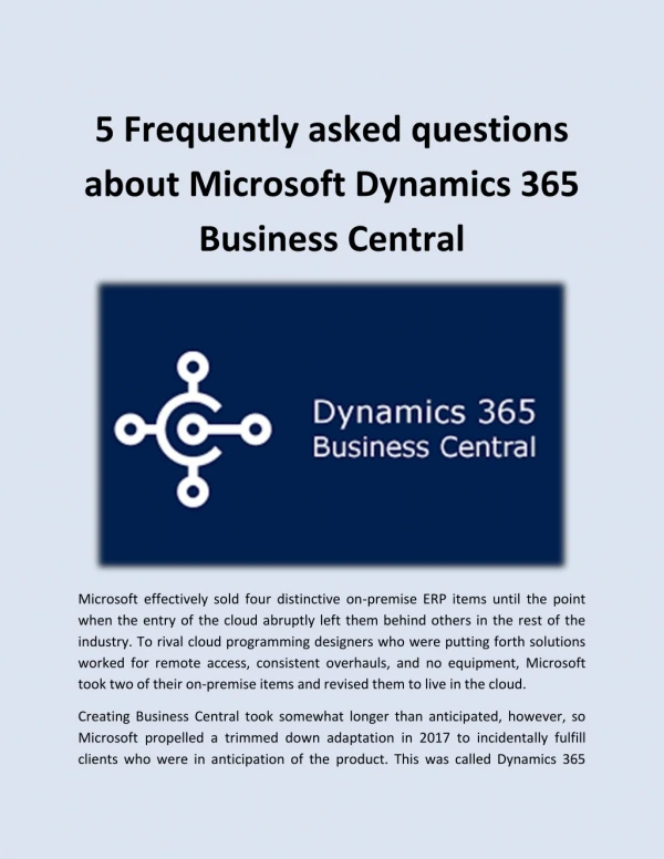 5 Frequently asked questions about Microsoft Dynamics 365 Business Central