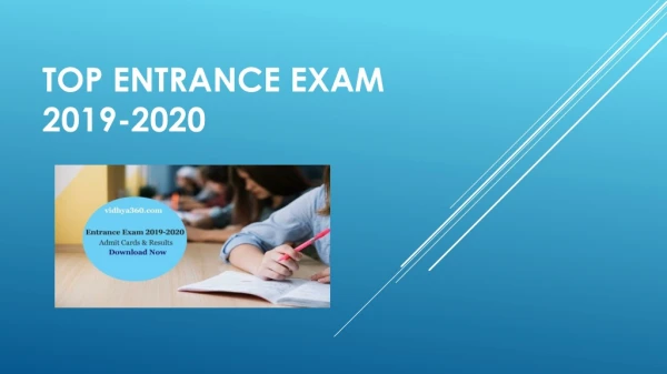 Entrance Exam in India 2019-2020 Check Admit Cards & Score Card