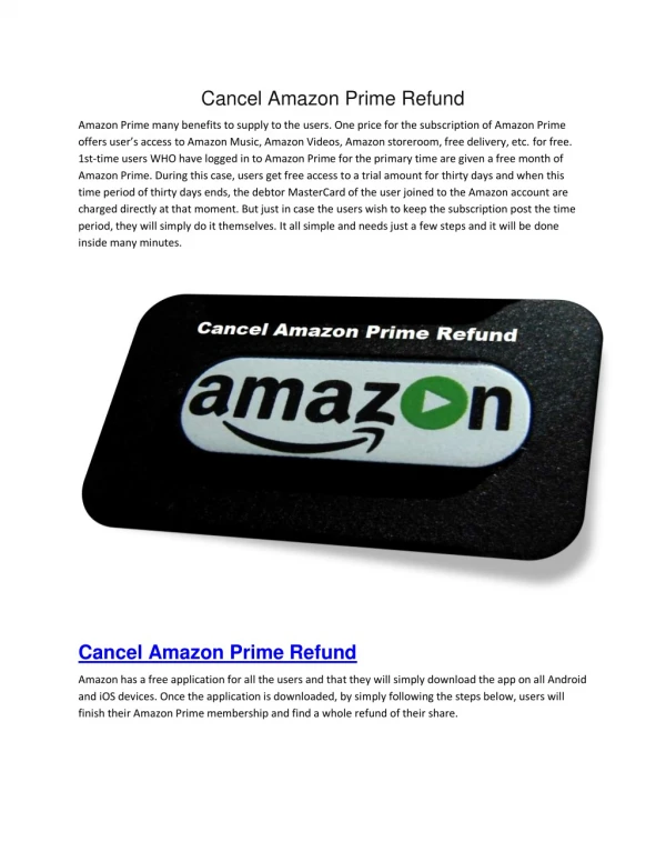 cancel amazon prime refund