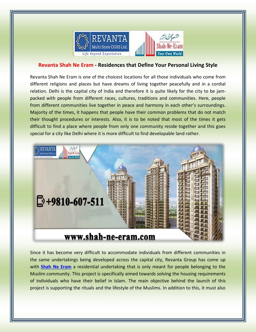 revanta shah ne eram residences that define your