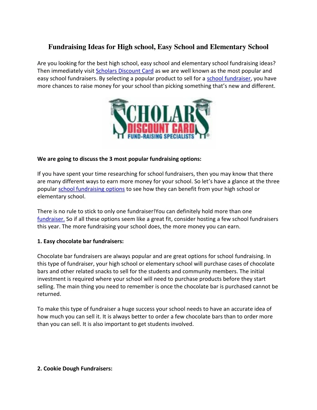 fundraising ideas for high school easy school