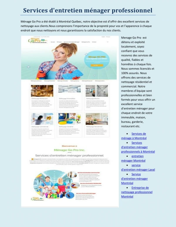 services d entretien m nager professionnel