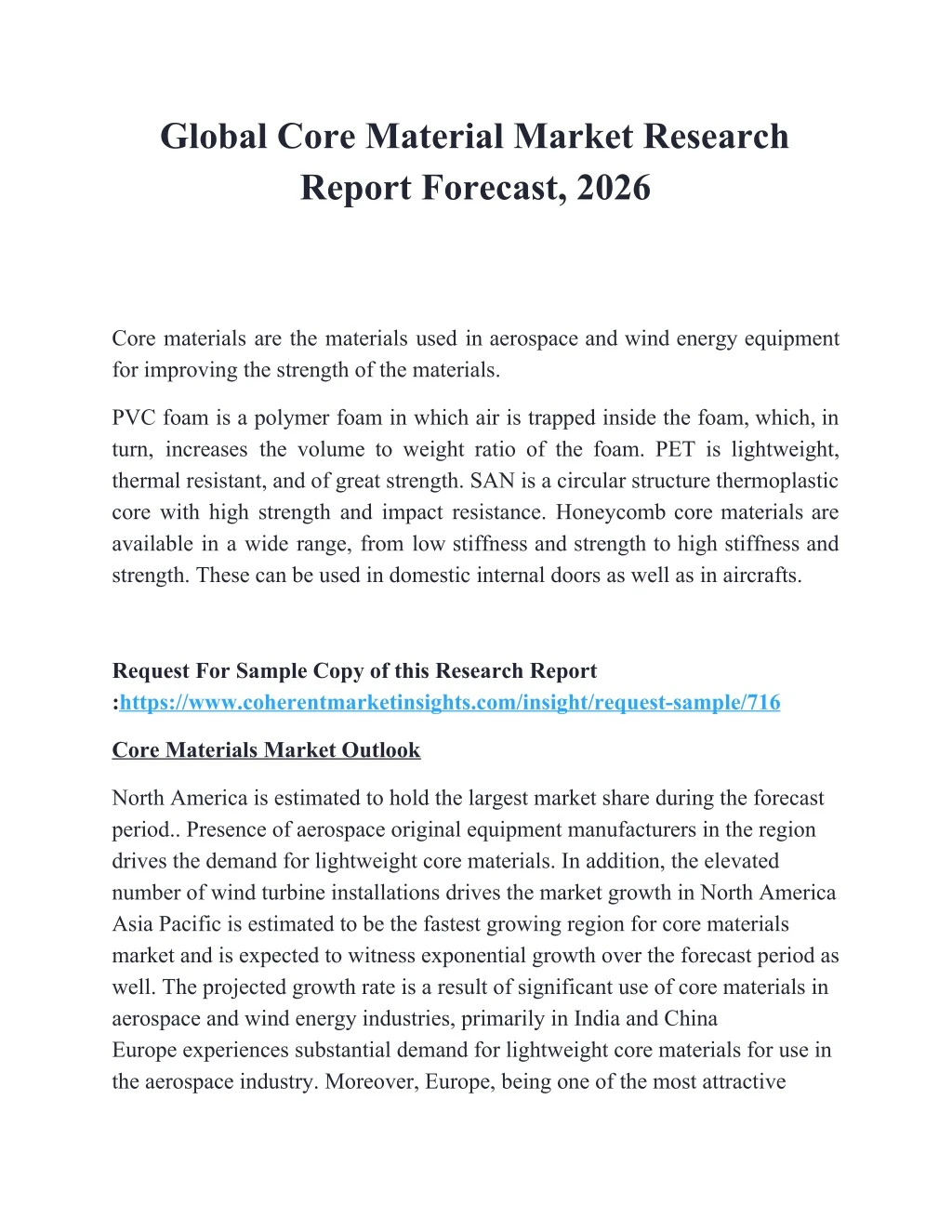 global core material market research report