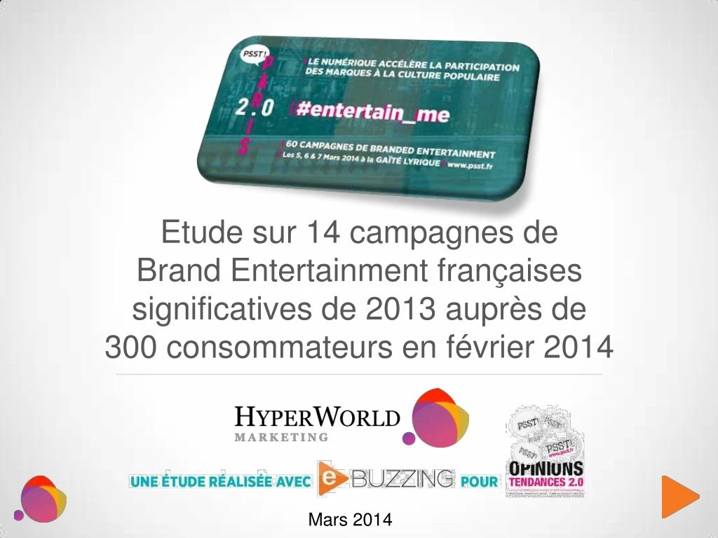 etude sur 14 campagnes de brand entertainment