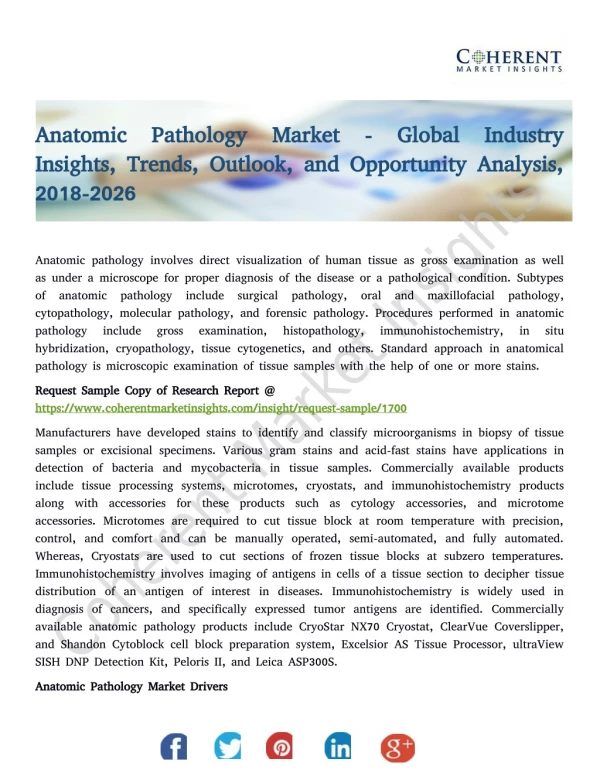 Anatomic Pathology Market - Trends, Outlook, and Opportunity Analysis, 2018-2026