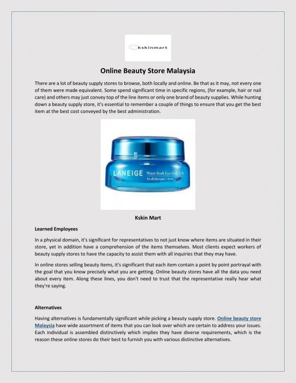 Online Beauty Store Malaysia - Kskin Mart