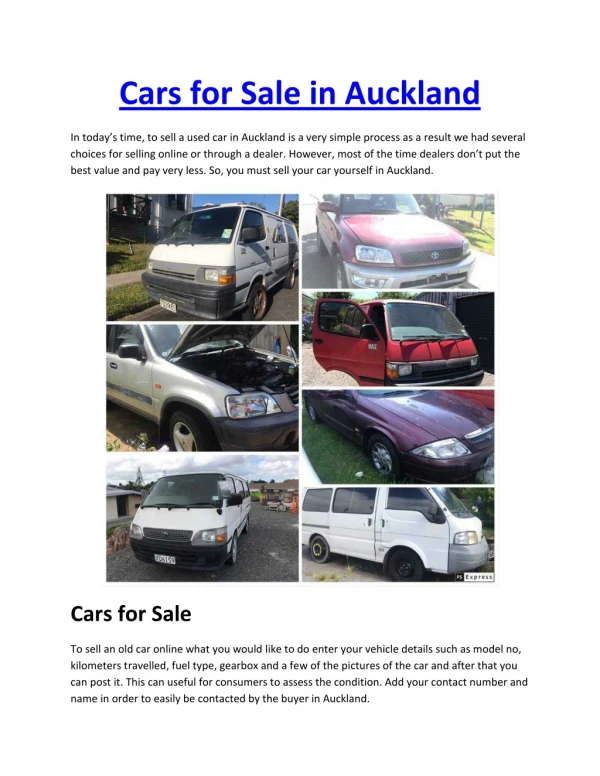 Cars for Sale in Auckland (Quick Car Sale)