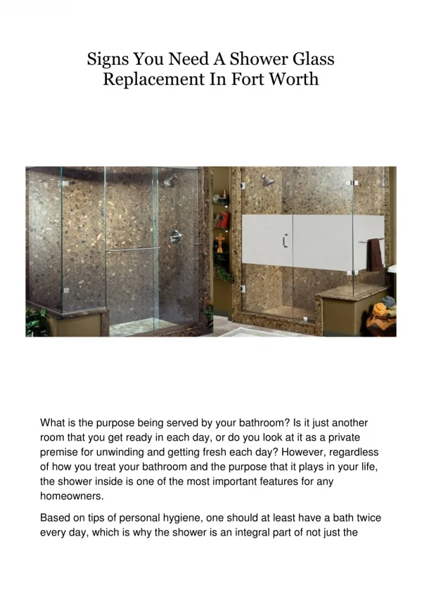 Signs You Need A Shower Glass Replacement In Fort Worth