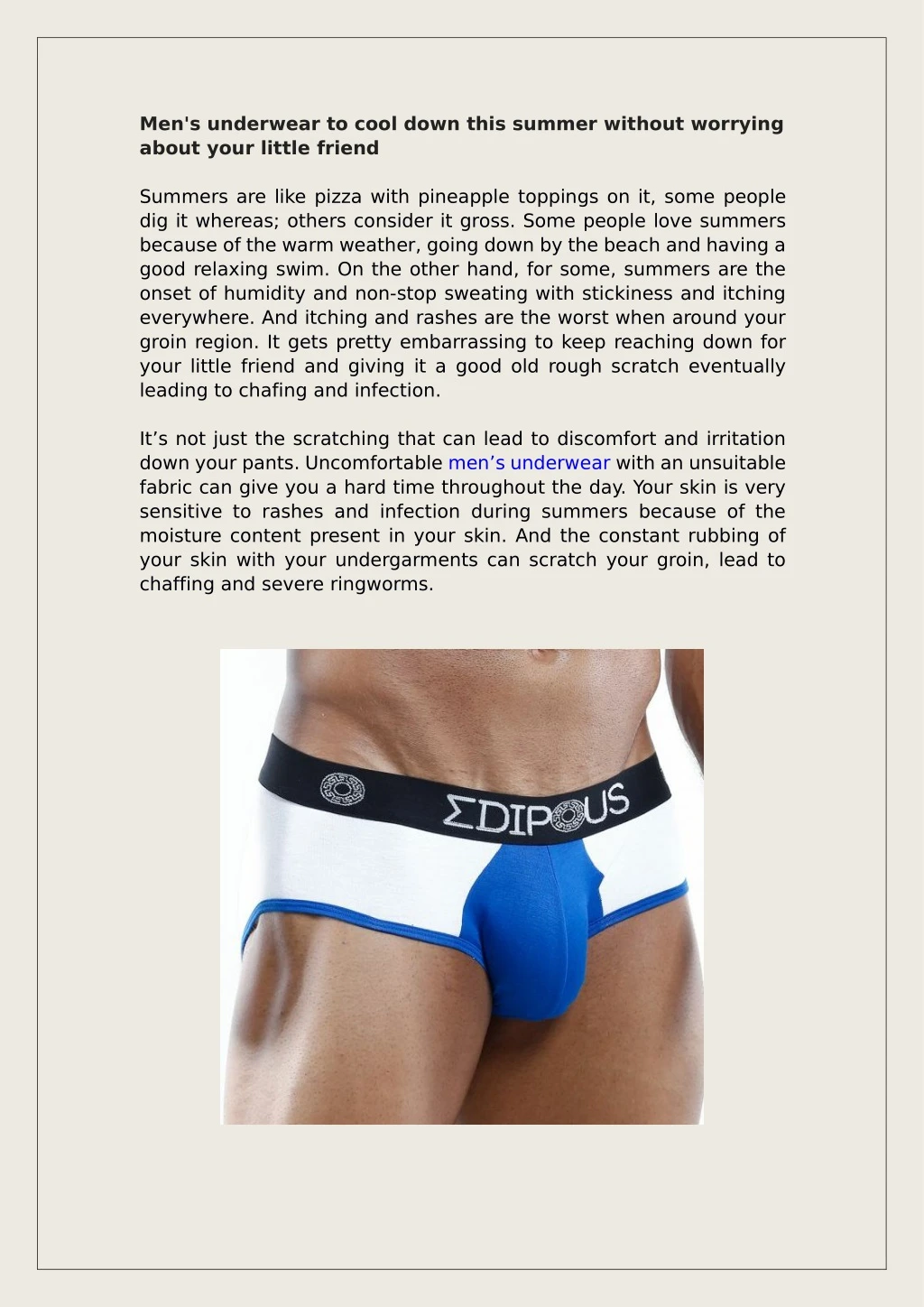 men s underwear to cool down this summer without