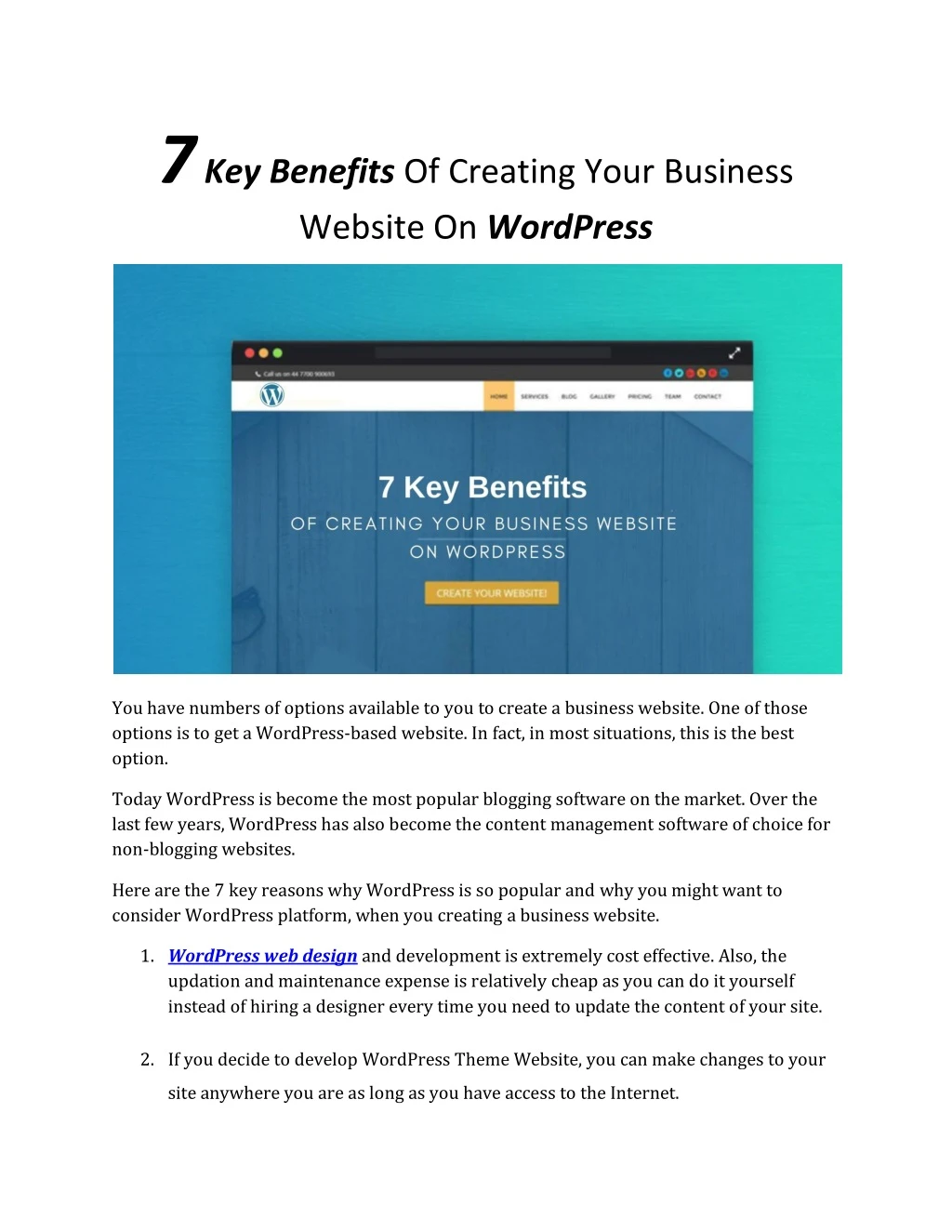 7 key benefits of creating your business website