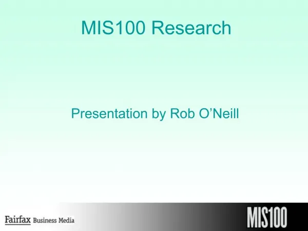 MIS100 Research