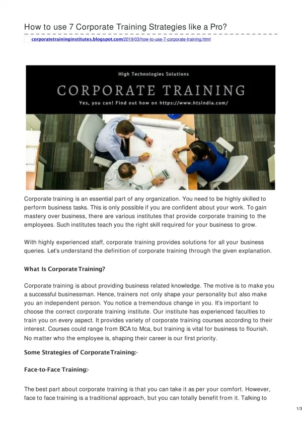 The Ultimate Guide to Corporate Training