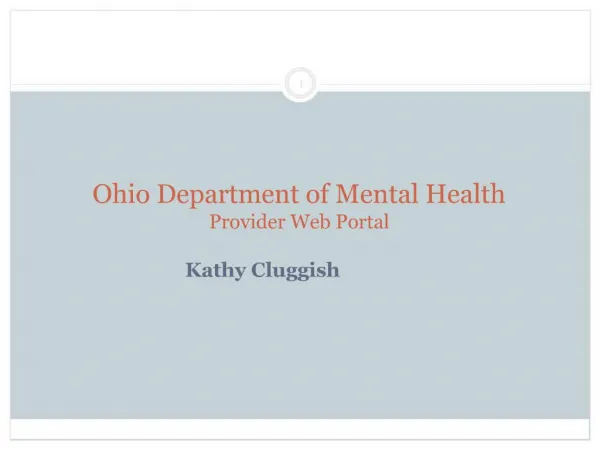 Ohio Department of Mental Health Provider Web Portal