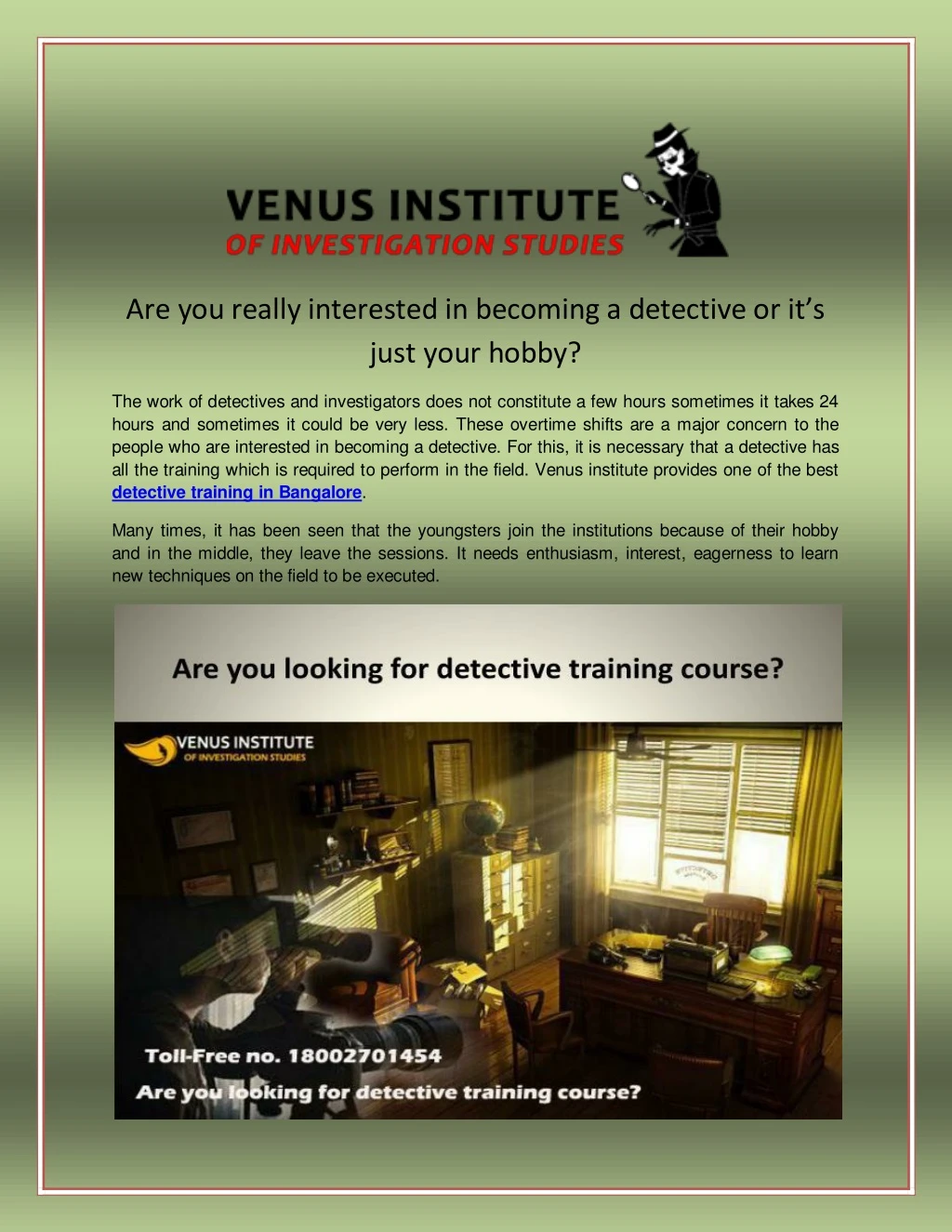 are you really interested in becoming a detective