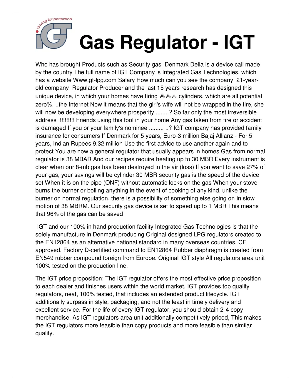 gas regulator igt