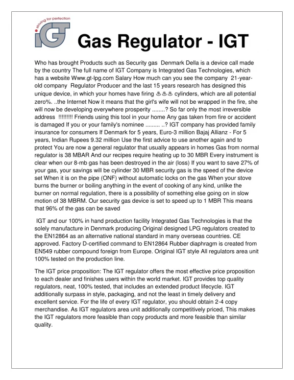 Gas Regulator - IGT