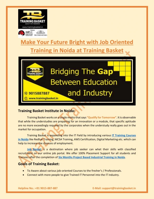 Job Oriented Training in Noida at Training Basket | IT Training Courses