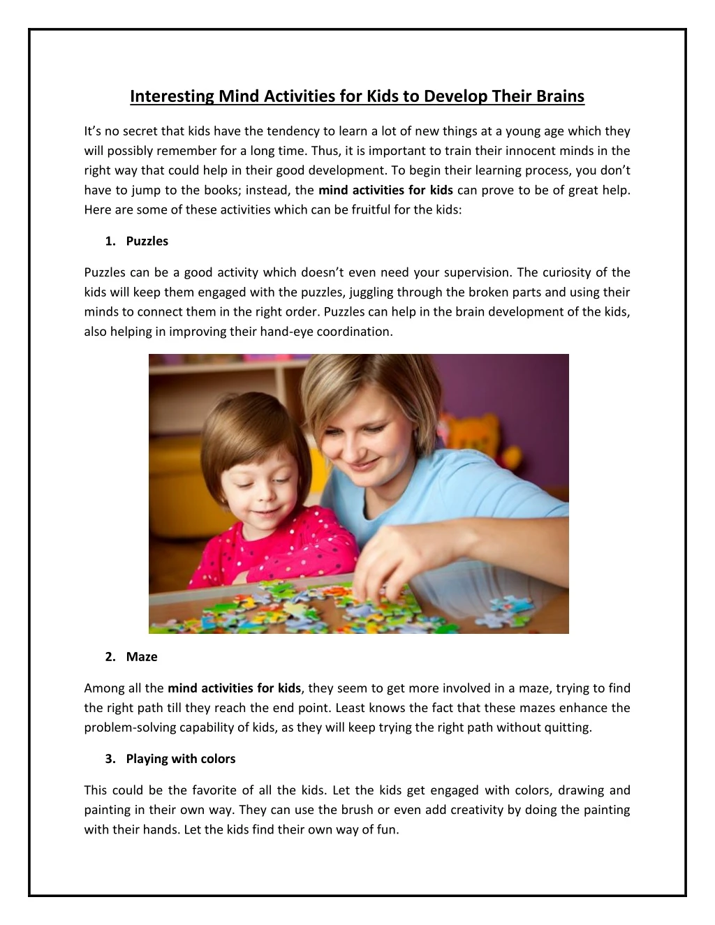 interesting mind activities for kids to develop